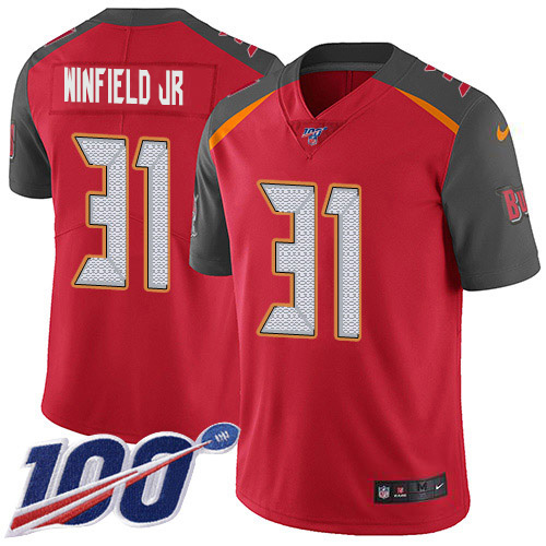 Nike Buccaneers #31 Antoine Winfield Jr. Red Team Color Youth Stitched NFL 100th Season Vapor Untouchable Limited Jersey